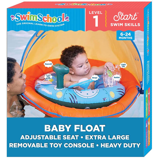 SwimSchool Baby Pool Float with Adjustable Canopy 6-24 Months