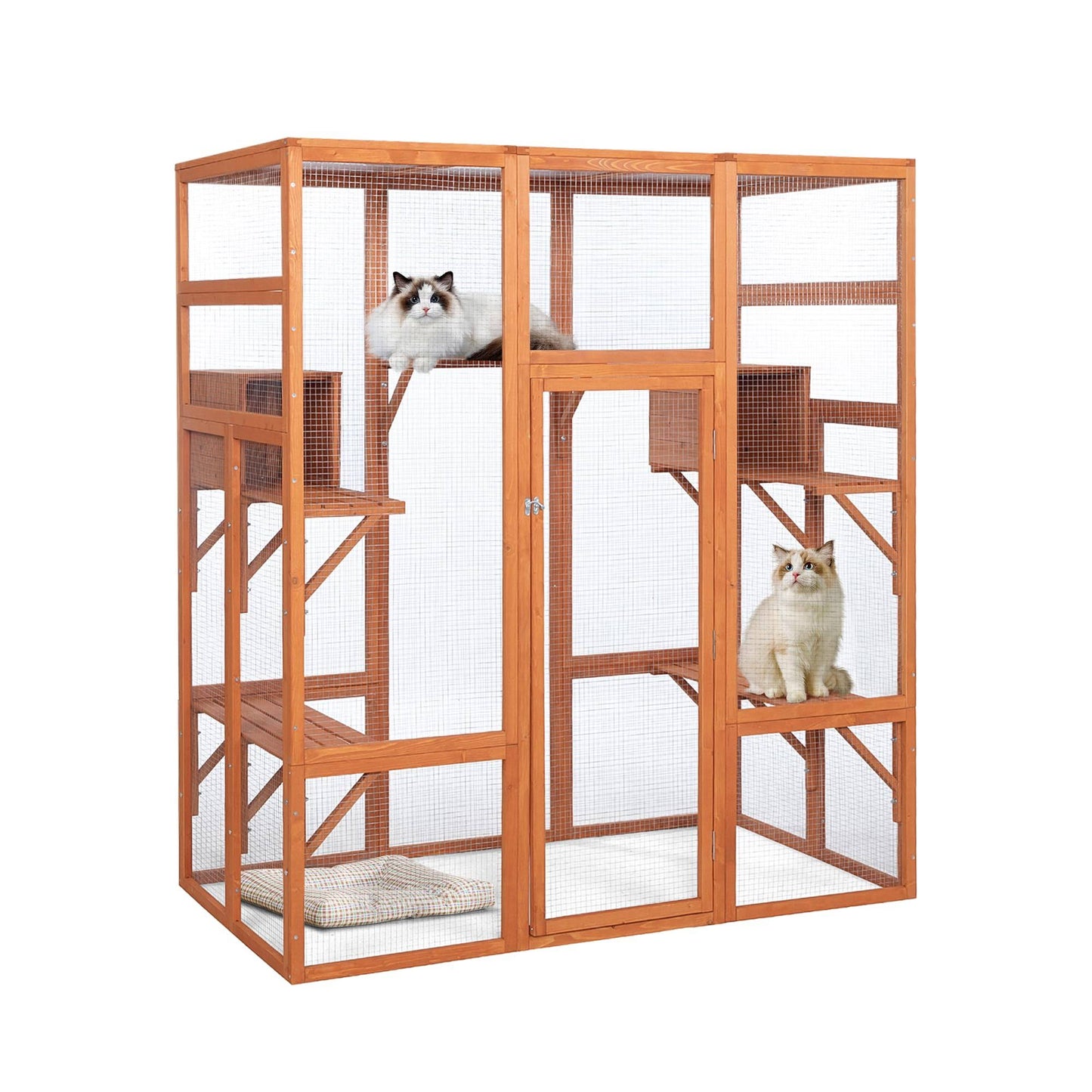 Large Cat House Outdoor Catio Cat Play & Run Enclosures Indoor Kitty Window Cage with Waterproof Roof