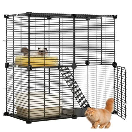 Dextrus 2-Tier Indoor Cat Cage,DIY Pet Playpen Metal