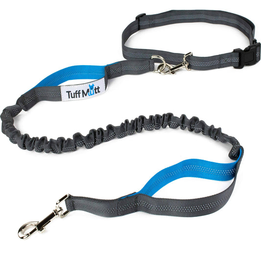 Tuff Mutt Hands Free Dog Leash for Running Walking Hiking Durable Dual-Handle Bungee Leash