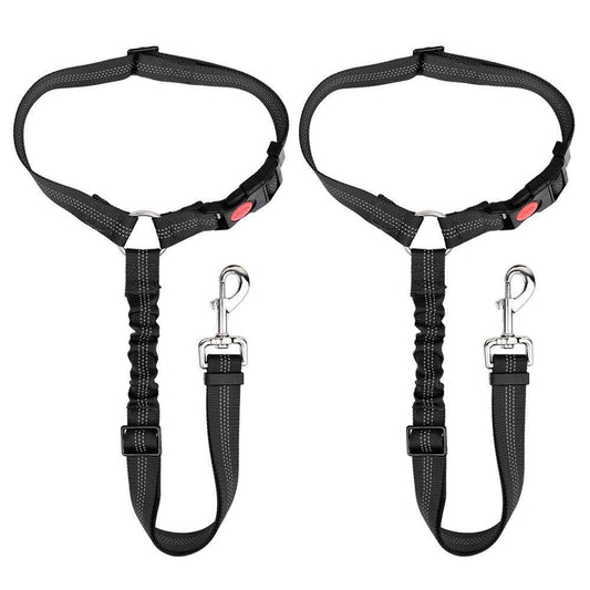 SlowTon Dog Seatbelt, 2 Pack Pet Car Seat Belt Headrest Restraint Adjustable Puppy Safety Seat Belt with Elastic Bungee and Reflective Stripe Connect